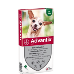 迷你犬 4公斤以下配方 (1盒4枝) - Bayer Advantix 益百分®系列三合一犬用殺蚤滴劑