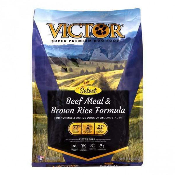 VICTOR 牛肉糙米配方全犬糧 以優質牛肉粉為主要蛋白質來源，可為正常活動水平的狗提供營養支持。 SELECT系列配方可容易為您的狗提供多種口味作替換，適用於各個成長階段的大型和小型犬。VICTOR 牛肉糙米配方全犬糧 滿足 AAFCO 在所有成長階段的狗糧營養所建立的營養水平，包括大型犬的生長（成年時體重不超過70磅）。   <ul> <li>所有成長階段配方均以優質牛肉粉為主要蛋白質來源</li> <li>對其他肉類蛋白質過敏的狗的理想選擇</li> <li>非常適合正常活動水平的狗隻</li> <li>富含維生素，礦物質，必需脂肪酸，蛋白質和氨基酸</li> <li>配製有我們科學先進，經過驗證的VICTOR核心成分</li> <li>由無麩質穀物製成</li> </ul>