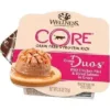 Wellness Core Divine Duos 是天然貓罐界的突破。給合了兩種不同的口感滋味於同一個個杯子裡！第一層是鮮味肉醬，第二層是滋味肉汁配肉丁。Divine Duos以家禽、海鮮及肉類的滋味配搭，並有4種不同滋味可供選擇。讓貓咪從此沉醉於滋味杯， 是日常膳食新體驗。 <ol> <li>100%無穀物</li> <li>家禽、海鮮及肉類的滋味配搭</li> <li>一杯內含雙重滋味口感</li> <li>方便易開杯蓋設計</li> </ol>