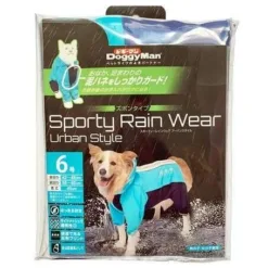 可以2WAY使用的斗篷式雨衣。 採用抗水防水面料，造型可牢牢防泥濺到胸前。 內帶採用網布製成，透氣性好，反光印花使夜間散步也很安全。 頸部有引線通孔。 使用小巧的便攜袋，您可以將其放入包中。 兩色配色方案，讓下雨天散步變得有趣的單品。