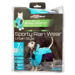 可以2WAY使用的斗篷式雨衣。 採用抗水防水面料，造型可牢牢防泥濺到胸前。 內帶採用網布製成，透氣性好，反光印花使夜間散步也很安全。 頸部有引線通孔。 使用小巧的便攜袋，您可以將其放入包中。 兩色配色方案，讓下雨天散步變得有趣的單品。