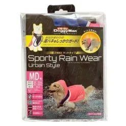 可以2WAY使用的斗篷式雨衣。 採用抗水防水面料，造型可牢牢防泥濺到胸前。 內帶採用網布製成，透氣性好，反光印花使夜間散步也很安全。 頸部有引線通孔。 使用小巧的便攜袋，您可以將其放入包中。 兩色配色方案，讓下雨天散步變得有趣的單品。