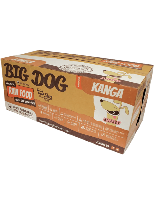 ❄凍貨❄ 【急凍狗糧】 低敏系列 - 袋鼠配方 | 盒裝 12x250g | Big Dog 澳洲急凍生肉狗糧