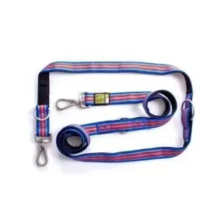 Hampton Stripe Blue Multi Function Leash M | Max & Molly 潛水布料頸圈拖帶