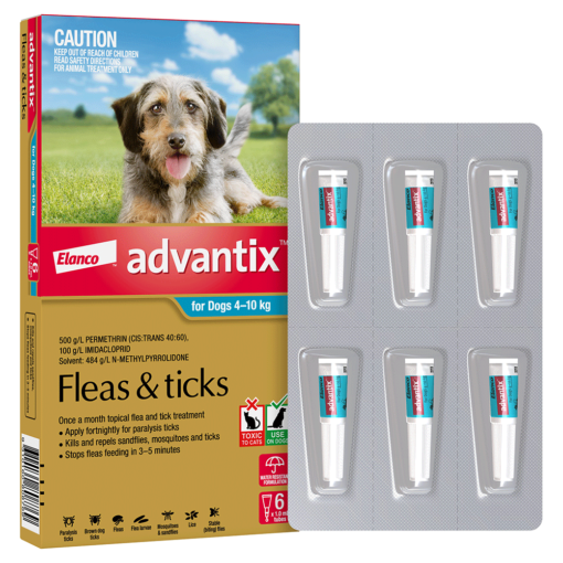 【訂貨約3星期】小型犬4-10公斤配方 (1盒6枝) - Bayer Advantix 益百分®系列三合一犬用殺蚤滴劑