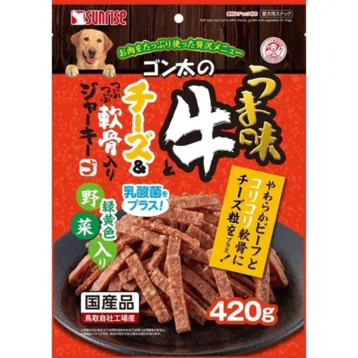 Sunrise 鮮味牛肉芝士肉乾配碎軟骨(綠黃蔬菜健康添加) 420g | 日本製 SGN-223