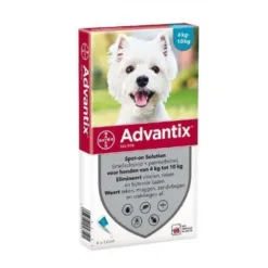 小型犬 4至10公斤配方 (1盒4枝) - Bayer Advantix 益百分®系列三合一犬用殺蚤滴劑