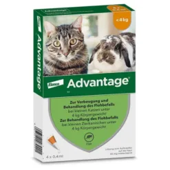 (4kg以下) 貓及寵物兔配方 (1盒4枝) – Bayer Advantage 蚤安®系列 殺蚤滴劑