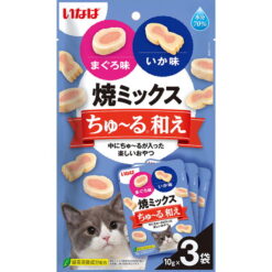 Inaba 貓小食 夾心燒魚粒粒 吞拿魚+魷魚味 (3小袋)