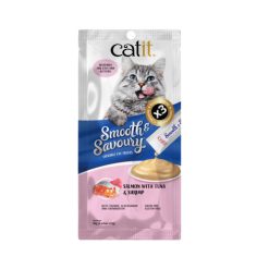 Catit Smooth & Savoury 鮮肉泥小食 - 三文魚+吞拿魚+蝦 15g x4條